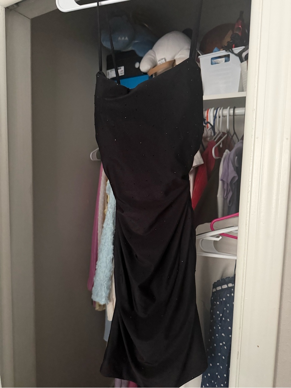 Windsor Black Mini Slip Dress with Subtle Sparkle